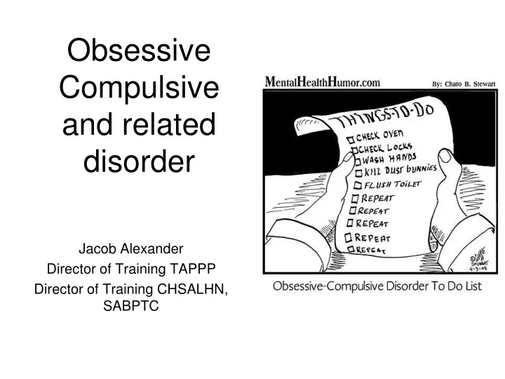 obsessive compulsive and related disorder