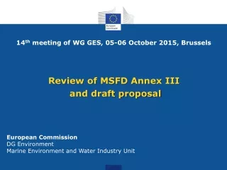 Review of MSFD Annex III  and draft proposal