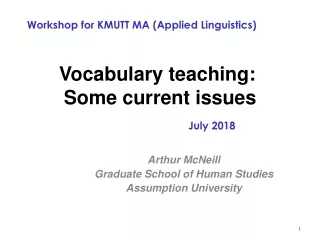 Vocabulary teaching:  Some current issues