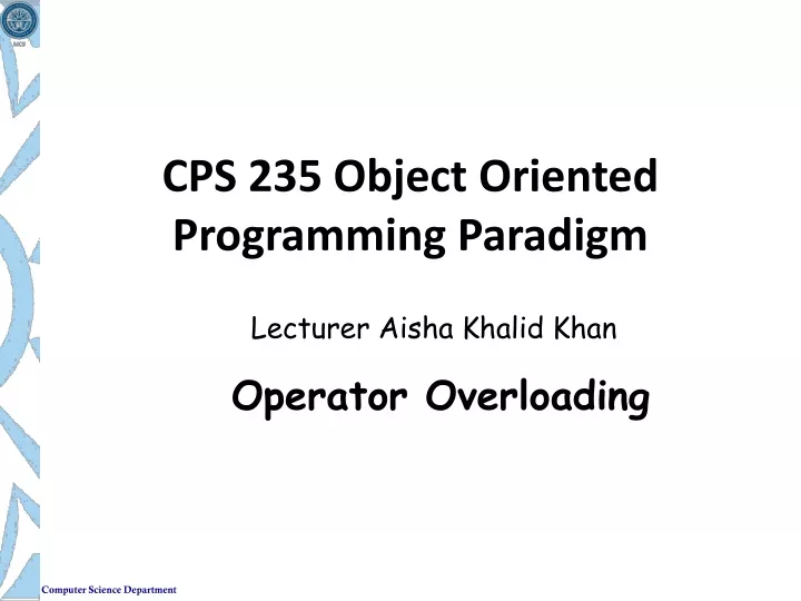 cps 235 object oriented programming paradigm