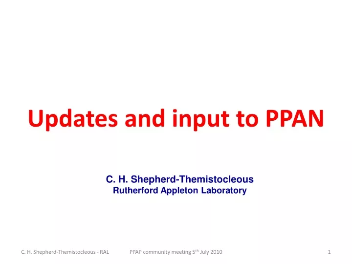 updates and input to ppan