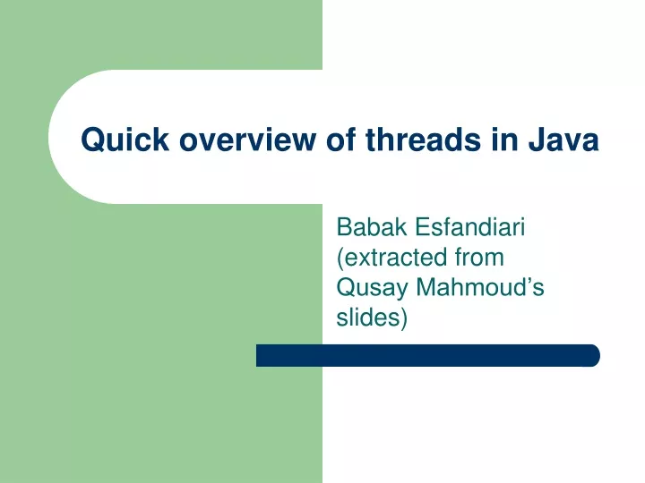 quick overview of threads in java