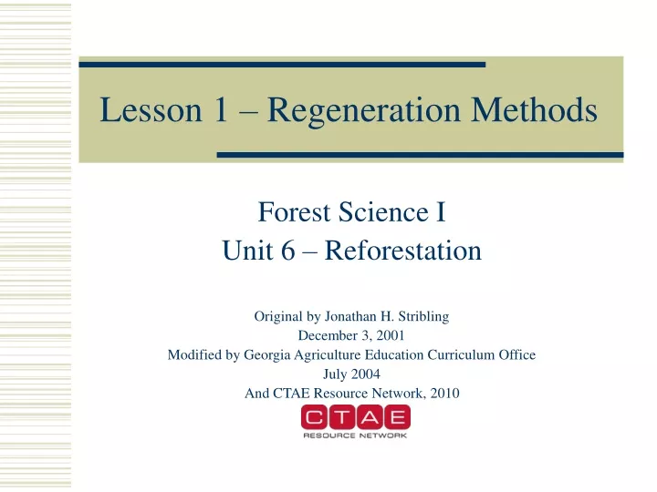 lesson 1 regeneration methods