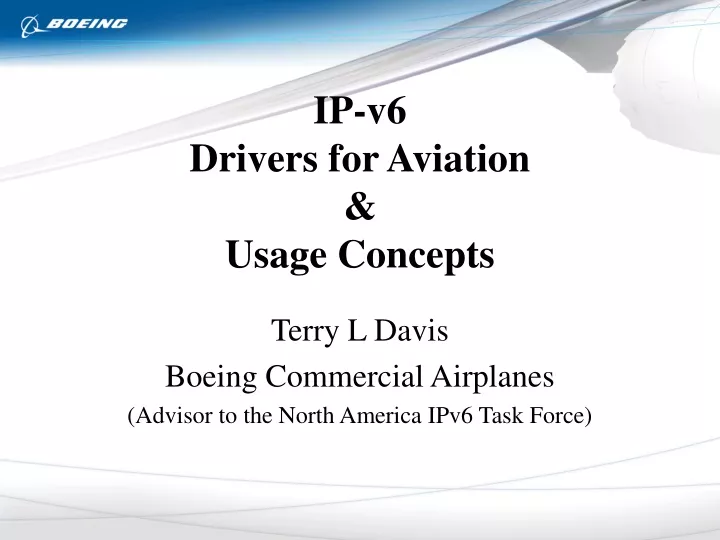 ip v6 drivers for aviation usage concepts