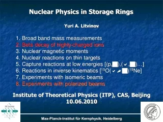 Nuclear Physics in Storage Rings