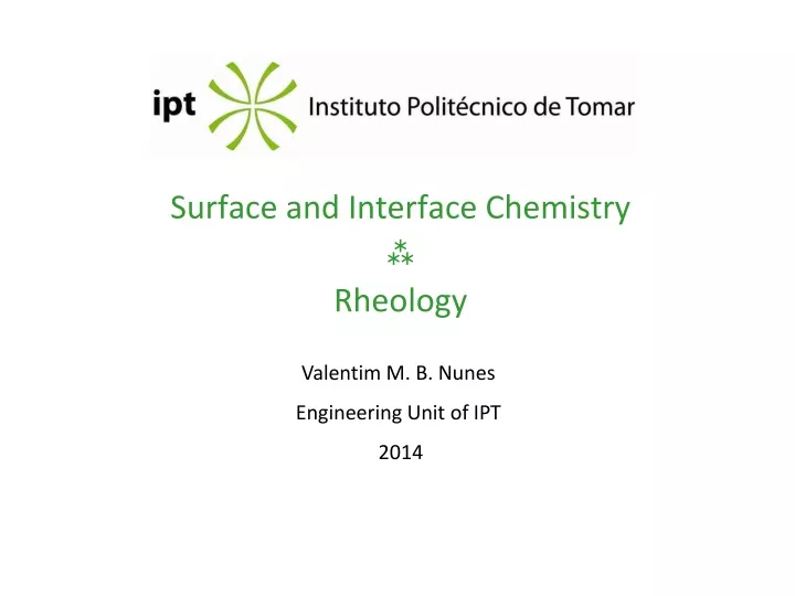 surface and interface chemistry rheology