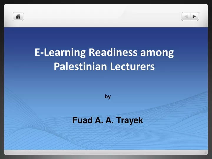 e learning readiness among palestinian lecturers