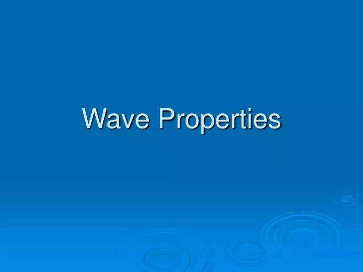 wave properties