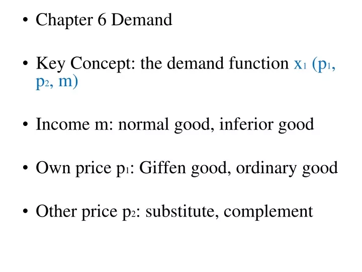 chapter 6 demand key concept the demand function
