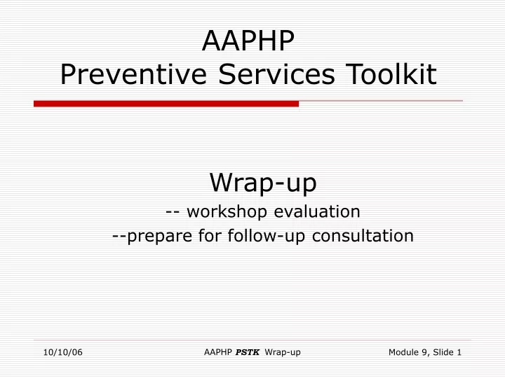 aaphp preventive services toolkit