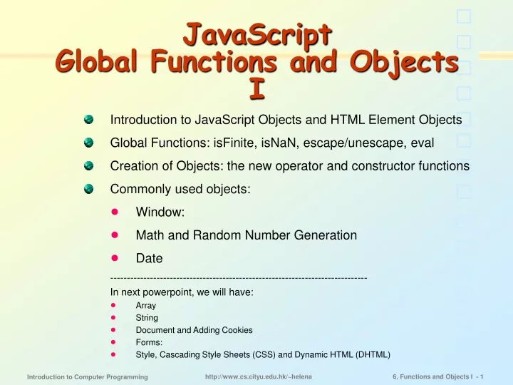 javascript global functions and objects i