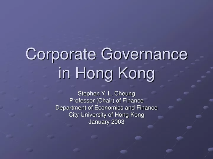 corporate governance in hong kong