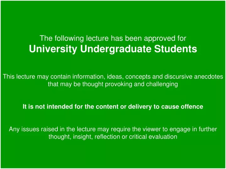 the following lecture has been approved