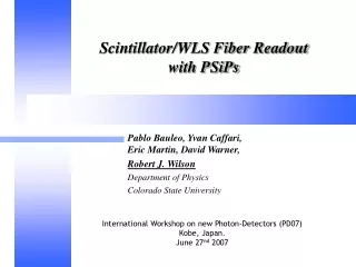 Scintillator/WLS Fiber Readout  with PSiPs