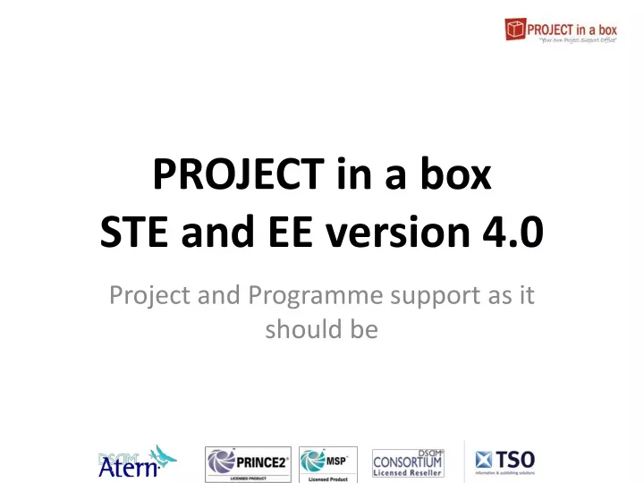 project in a box ste and ee version 4 0