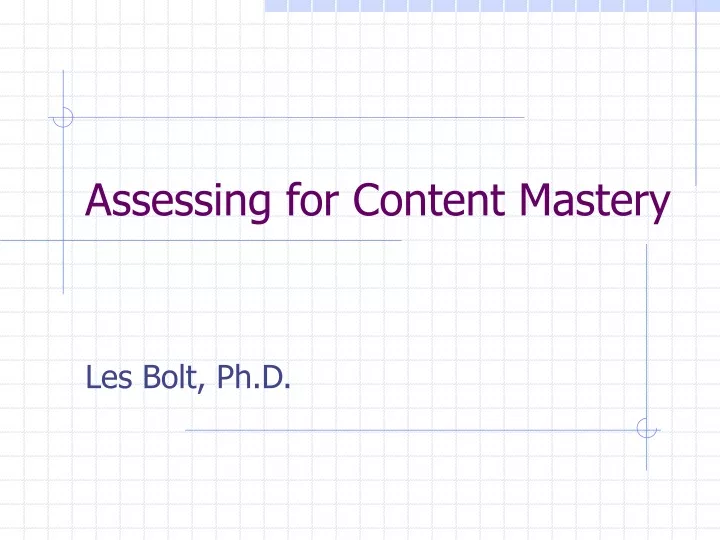 assessing for content mastery