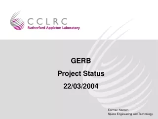 GERB Project Status 22/03/2004