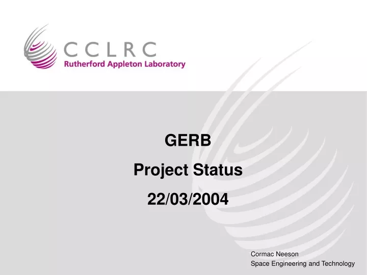 gerb project status 22 03 2004