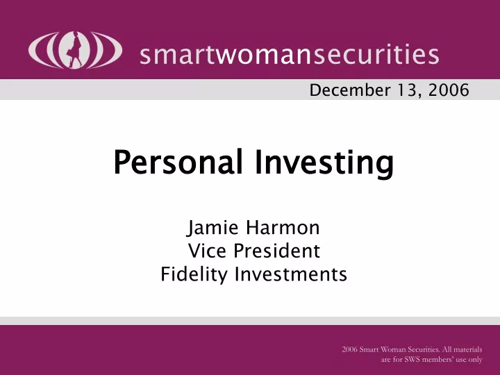 personal investing jamie harmon vice president fidelity investments