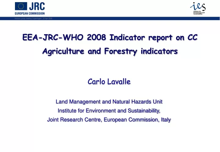 eea jrc who 2008 indicator report on cc agriculture and forestry indicators