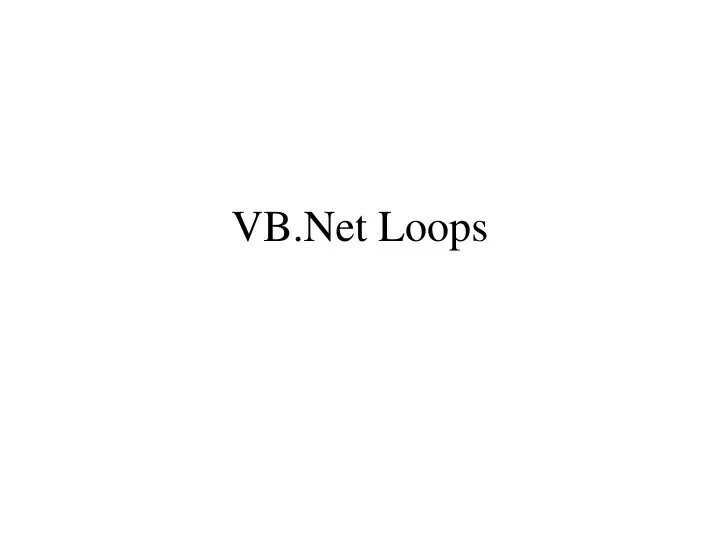 vb net loops