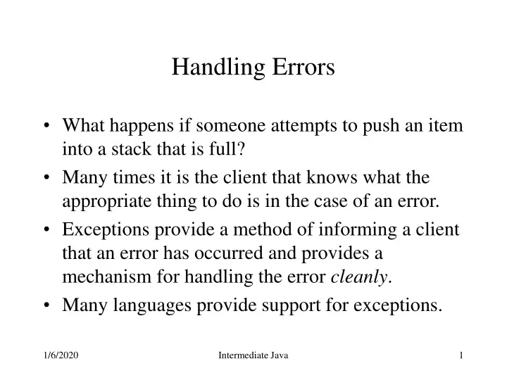 handling errors