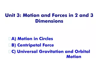 Unit 3: Motion and Forces in 2 and 3 Dimensions