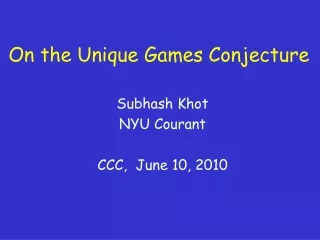 On the Unique Games Conjecture