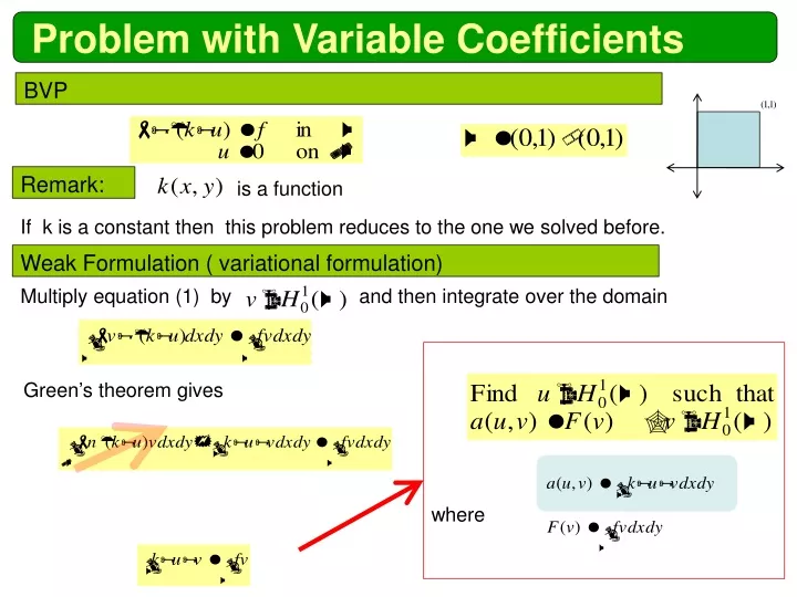 problem with variable coefficients