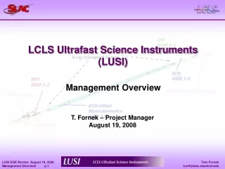 LCLS Ultrafast Science Instruments (LUSI)