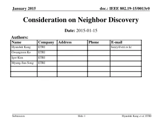 Consideration on Neighbor Discovery