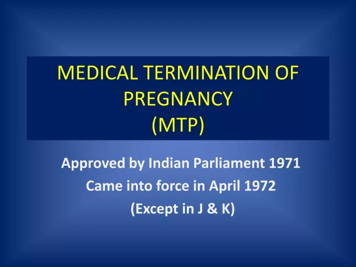 medical termination of pregnancy mtp