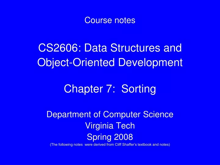 course notes cs2606 data structures and object