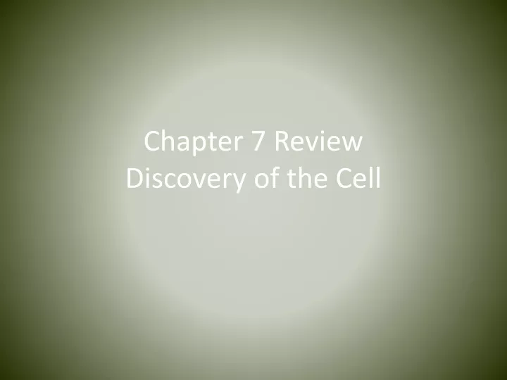 chapter 7 review discovery of the cell