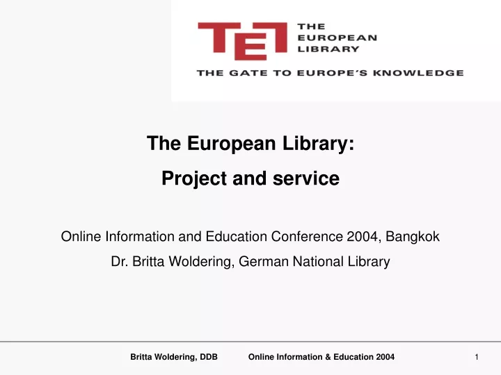 the european library project and service online