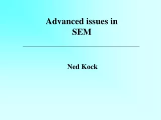 Advanced issues in  SEM