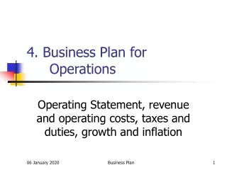4. Business Plan for    	Operations
