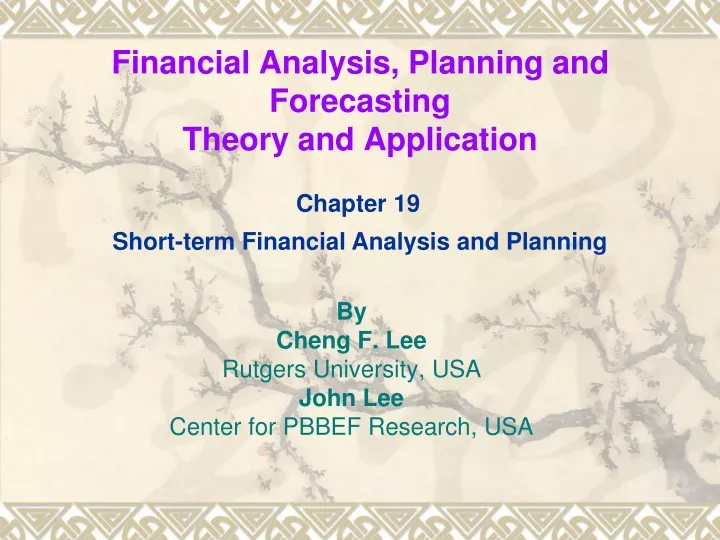 financial analysis planning and forecasting theory and application