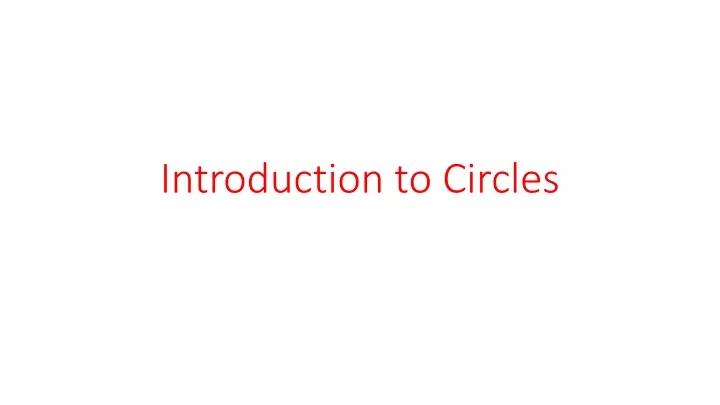 introduction to circles