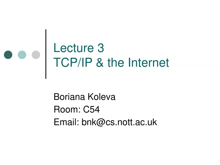 lecture 3 tcp ip the internet