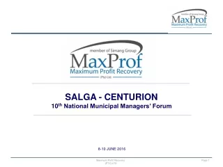 SALGA - CENTURION 10 th  National Municipal Managers’ Forum