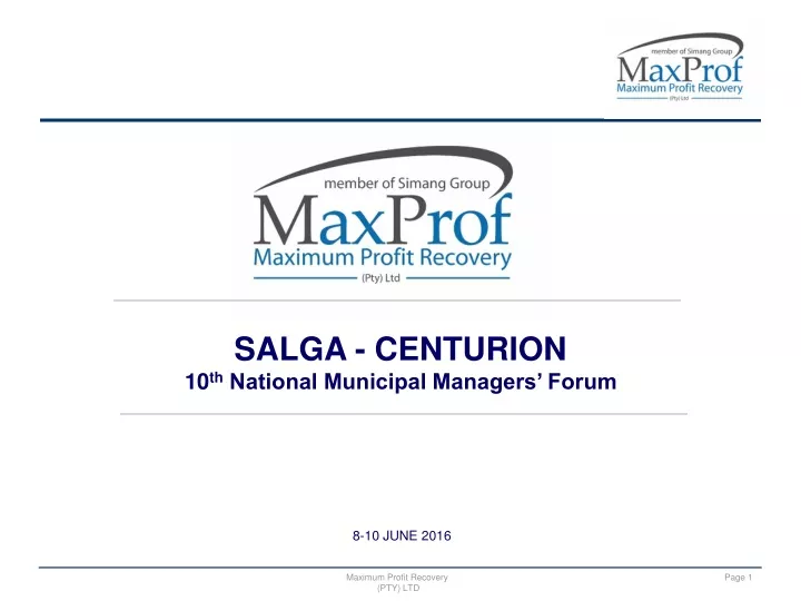 salga centurion 10 th national municipal managers forum