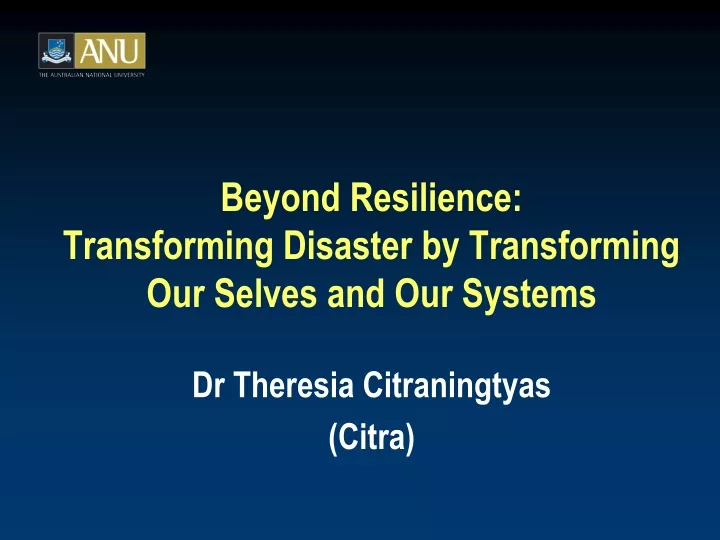 beyond resilience transforming disaster