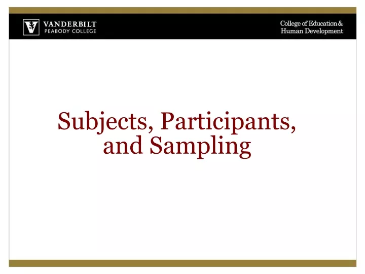 subjects participants and sampling