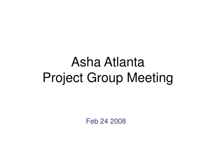 asha atlanta project group meeting