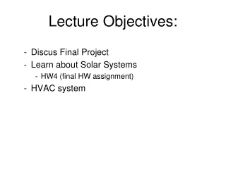 Lecture Objectives: