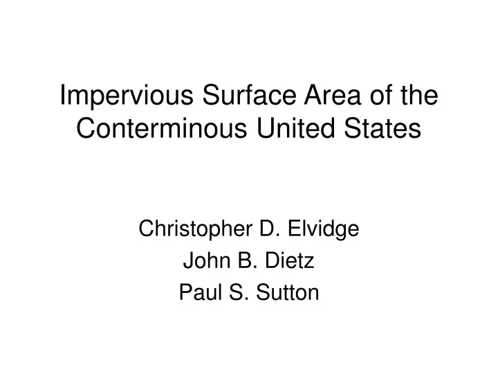 impervious surface area of the conterminous united states