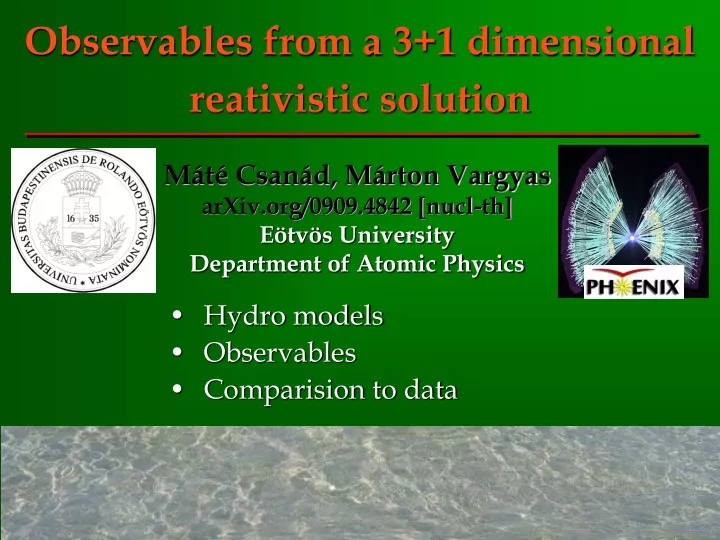 observables from a 3 1 dimensional reativistic solution