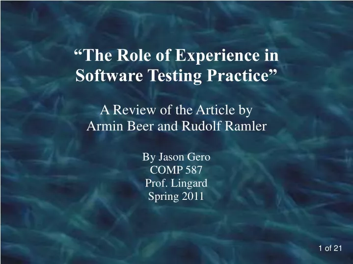 the role of experience in software testing