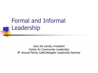 Formal and Informal Leadership